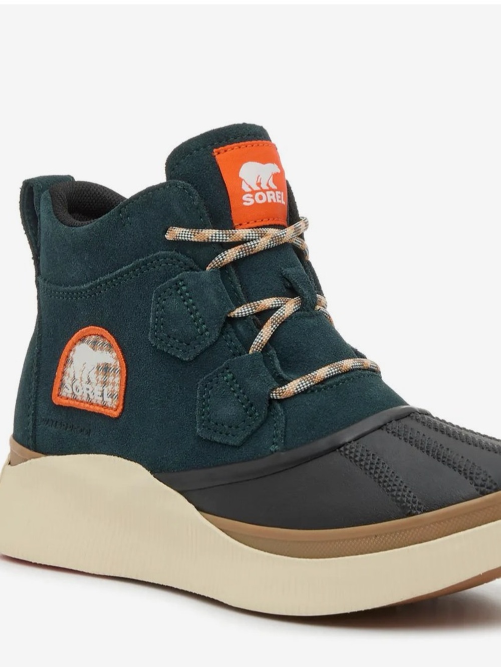 Sorel Teal Suede and Black Lace-Up Women's Ankle Boot with Cream Sole